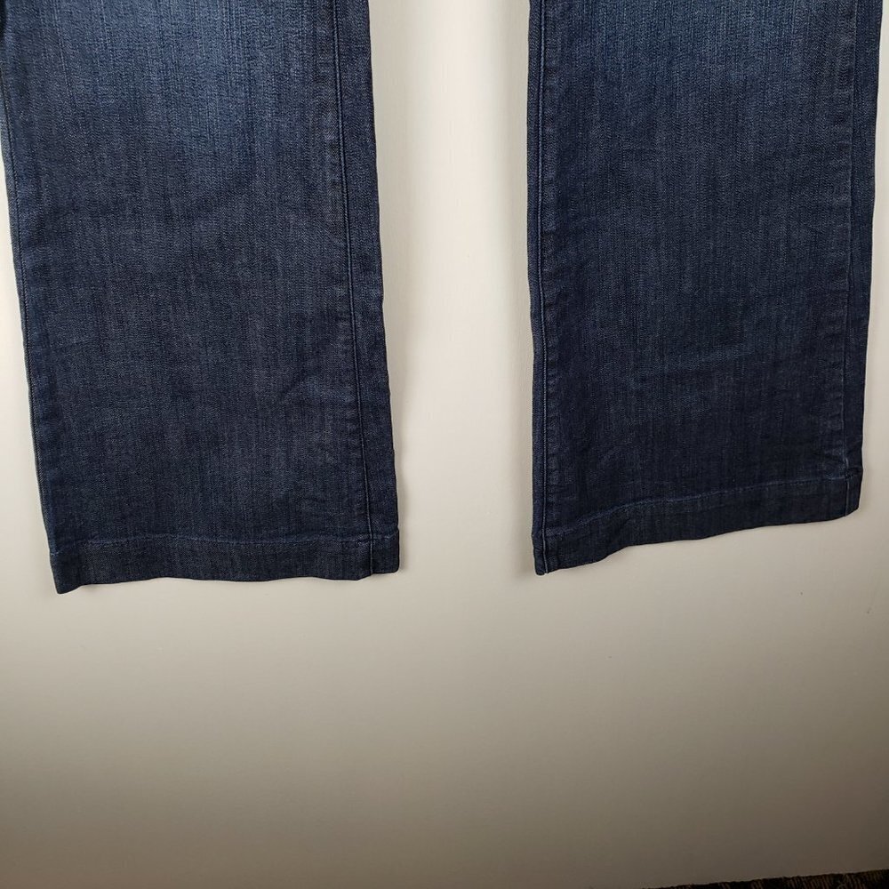 James Jeans Humphrey Wide Flare Leg Mid Rise Dry Aged Denim Dark Blue Size 31 - Picture 4 of 11